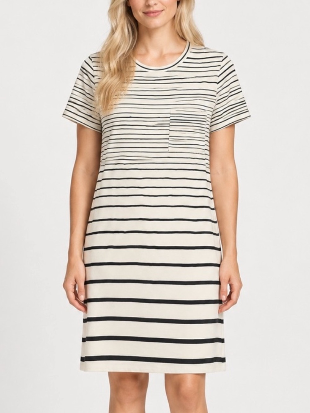 Theory Continuous Striped T-Shirt Dress Pima Cotton Modal Medium 6125